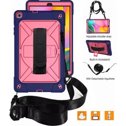 Shockproof Tablet Case for Samsung Galaxy Tab A TabA 10.1 2019 T515 T510 Cover PC TPU Silicone Stand Shell + Shoulder Strap