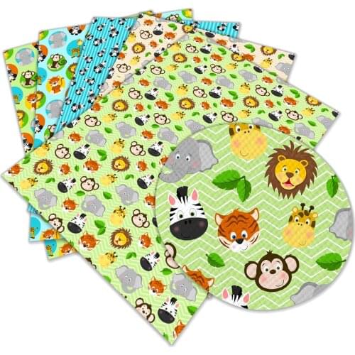 ZOO Printed Patter Faux Leather Fabric For Bow Earrings Handbag Crafts 30X136cm