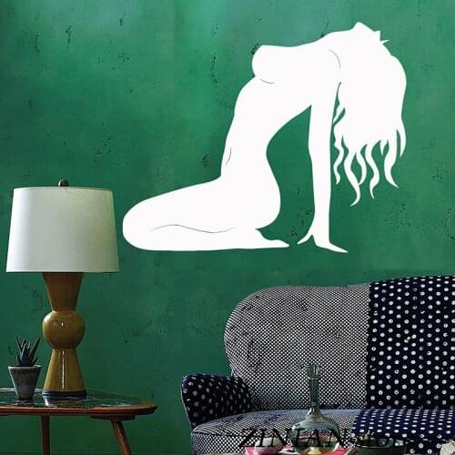 Sexy Women Silhouette Wall Decals Beautiful Girl Wall Sticker For Teen Bedroom Removable Art Mural Home Deoration Wallpaper H032