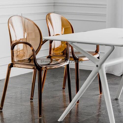 Scandinavian Designer Acrylic Transparent Chair Bedroom Makeup Stool Household Backrest Can Be Superimposed Plastic Dining Chair