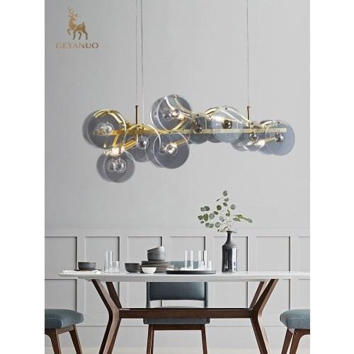 Light luxury modern minimalist glass minimalist Nordic strip dining room living room bar chandelier