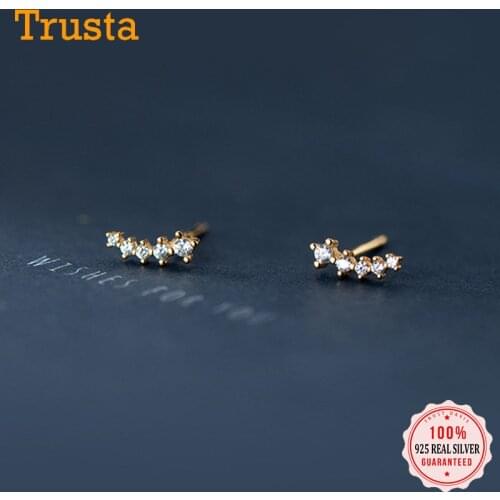 TrustDavis Real 925 Sterling Silver Fashion Sweet Minimalist CZ Stud Earrings For Women Wedding Valentines Day Jewelry DB531