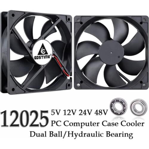 Gdstime 120mm Fan DC 5V 12V 24V 48V 120x120x25mm Sleeve/Ball Cooling Fan 12025 12cm PC Laptop Computer Case Brushless Cooler Fan