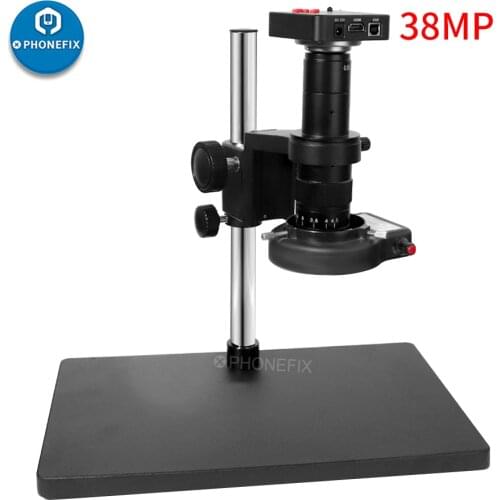 1080P 38MP 2K HDMI USB Industrial Electronic Video Microscope Camera + 200x C-MOUNT Lens + Big Table Stand For CPU PCB Soldering