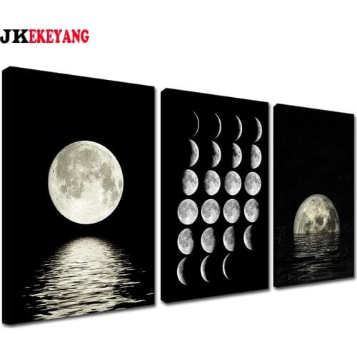 3pcs 5D Diy round/square diamond painting moon Diamond Mosaic Embroidery cross stitch Y4042