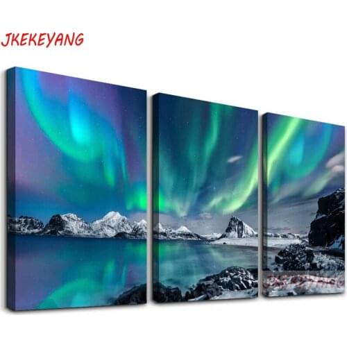 3pcs 5D Diy round/square diamond painting Beautiful aurora Diamond Mosaic Embroidery cross stitch Y3599