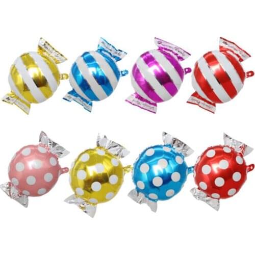 50pcs/lot Aluminium Foil Balloons Cute Candy With Wave Pattern For Childrens Day Wedding Party Event Decorations