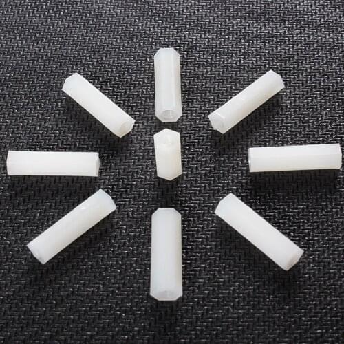 50PCS M3 M4 Plastic Nylon Hexagonal Female Nuts Standoff Spacer Pillars Hexagon Internal Thread Isolation Column
