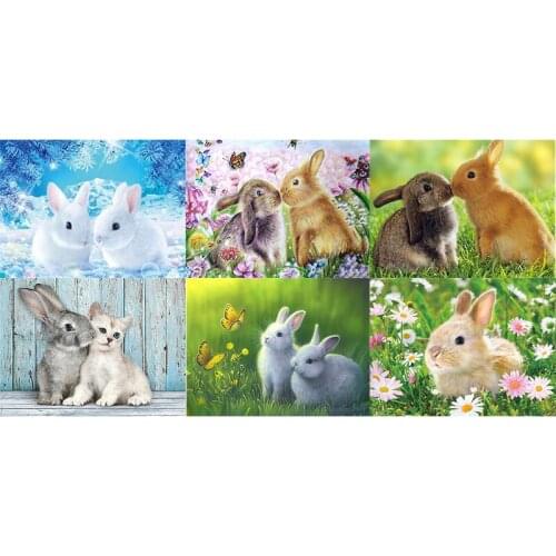 Kamy Yi 5D Diy Diamond Painting Rabbit Embroidery Cross Stitch Diamond Painting Home Decoration Gift