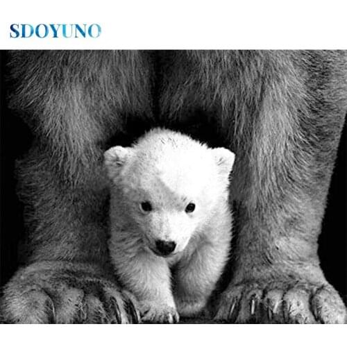 SDOYUNO 5D DIY Diamond Painting Animals Full Square/Round Diamond Embroidery Bear Mosaic Pattern Home Decor Wall Art