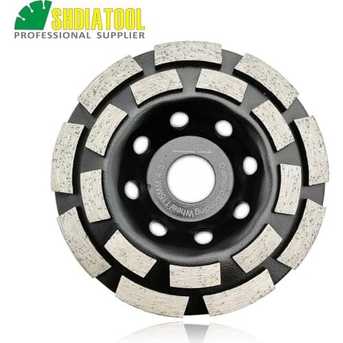 SHDIATOOL 4.5 inch Diamond Double Row Grinding Cup Wheel 115MM Grinding disc bore 20mm/16mm