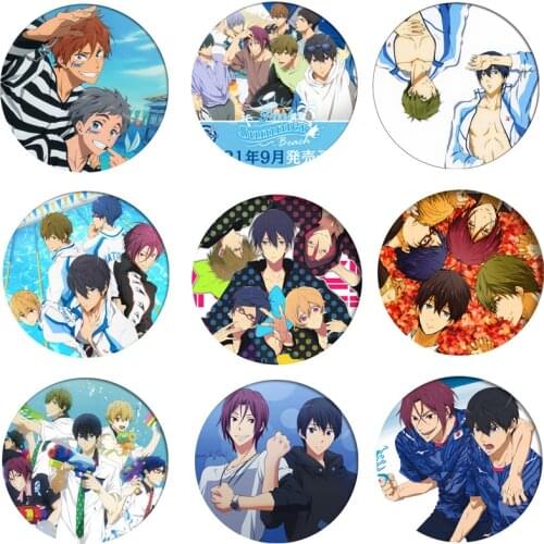 Anime Free!Iwatobi Swim Club Cosplay Badge Brooch Tachibana Makoto Pins Badges for Clothes Backpacks Children Gift