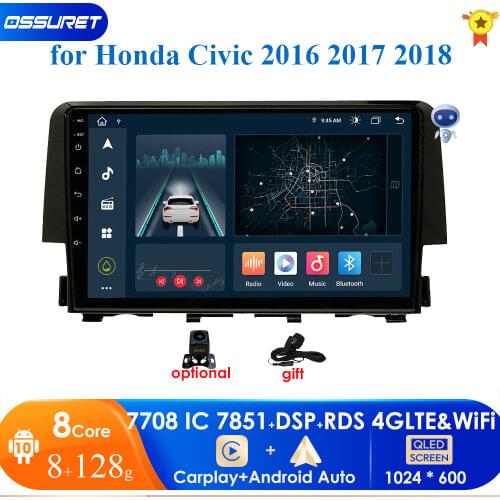 Car radio 2din android10 car multimedia player gps navigation for honda civic 2016 2017 2018 car monitor head unit usb dvr