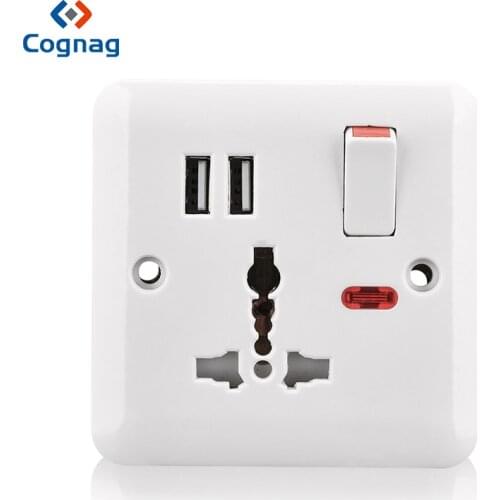 Cognag White multi power plug socket 220v universal wall 2 USB port socket bakelite panel