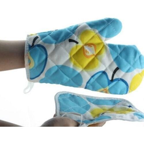 50Sets/Lot Household Printed Cotton Heat Insulated Gloves Hot Protection Microwave Pad Non-Slip Kitchen Oven Mitts Free Shipping