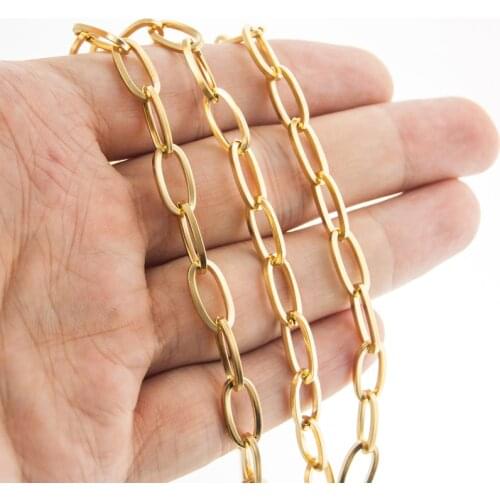 Silver Color/Gold Stainless Steel Chain For Jewelry Making Metal Rolo Link Chain By Meter Oval Chain Cadenas Por Metros No Clasp