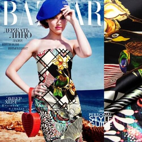 CNUM SP694 Pure Silk/The Bird,Geometry/Silk Fabric 93% Silk 7% Spandex Elastic /Width1.29yd Length1.31yd Thickness 19mm