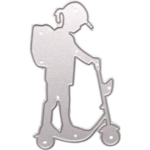 Kids Riding Scooter Carbon Steel Cutting Dies DIY Scrapbooking Photo Album Embossing Paper Cards Making Stencil Decorate