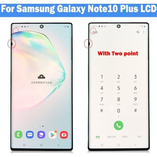 Two point Original used Defect For Samsung Galaxy Note 10+ N975F N975F/DS note 10 plus LCD Display Touch Screen Digitizer defect