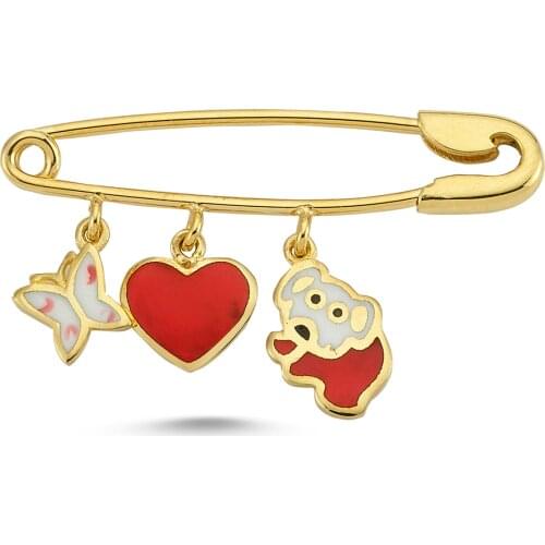 14K (585) Gold Enamel Safety Pin