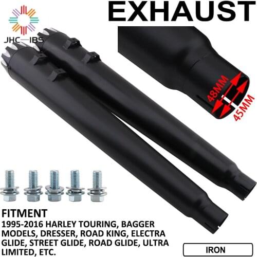 Motorcycle Megaphone Exhaust Pipes Mufflers Slip-On For Harley 1995-2016 Touring Bagger Models Dresser Electra Glide Road King