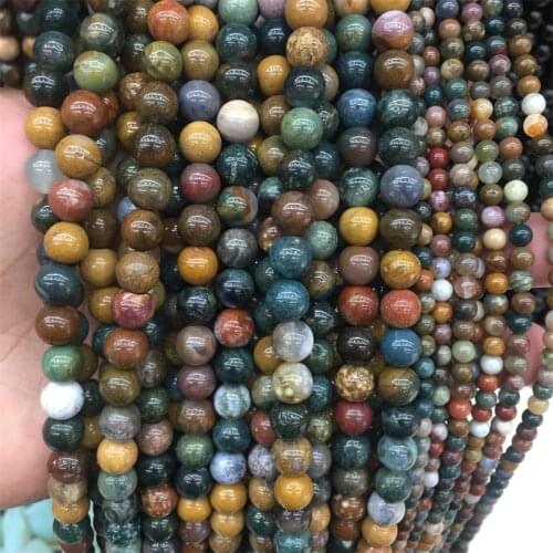 6/8/10MM Sea Ocean Jasper Gemstone Natural Stone Round Spacer Gem Bead for Jewelry Bracelet Diy Making Design