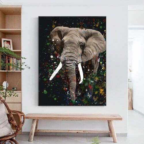 Modern Watercolour Elephant Wall Art Abstract Animal Canvas Prints Painting Home Decoration Pictures for Living Room Wall Decor