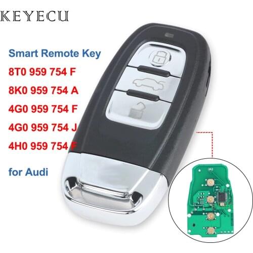 Keyecu Keyless Smart Remote Key Fob for Audi A4 A5 A6L A7 A8 Q5 4G0959754F, 4G0959754J, 8T0959754F, 4H0959754F, 8K0959754A