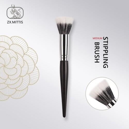 Ebony Wood Medium Stippling Makeup Brush - Soft 100% Natural Goat Hair Powder Blush Highlight Beauty Cosmetics Tool