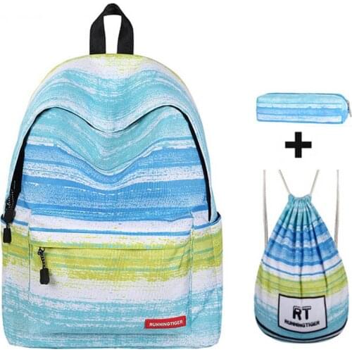 3pcs Sets School Bags for Teenage Girls with Pencel Case 14 inches Laptop Backpack for Women Female Shoulder Drawstring Bags