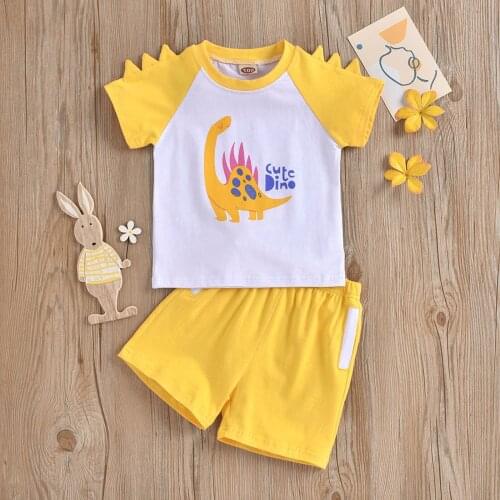 Baby Boys Girls Dinosaur T Shirt Shorts Sets Cartoon Printed Infant Toddler Outfits Summer Short Sleeve Newborn Clothing Girl