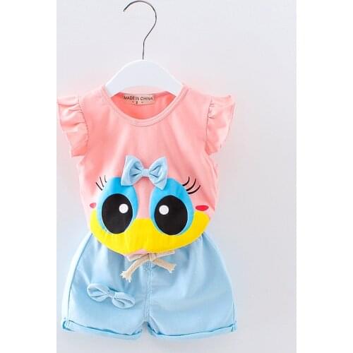 Baby Girls Clothing Set Little bird Clothing Sets For Girls Summer Cotton Shirt Open-seat pants 2Pcs Suits Children Clothing
