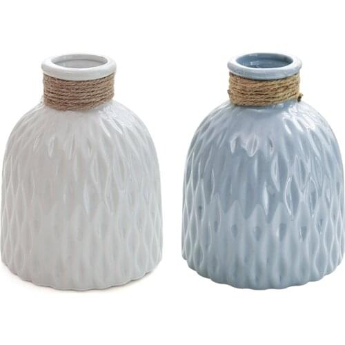 Arrangement Ceramics Vase Flower Basket Dried Flowers Corrugated Pot Shelves Tabletop White Nordic Decoration Ornament