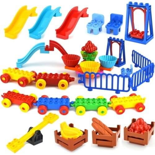 2020 Compatible Leduo DIY Big Building Blocks bricks Train base Slide Ladder Swing base plate Letters Numbers Accessories