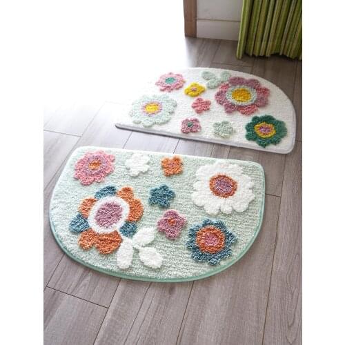 Carpets for Living Room Flower Printed Parlor Bedroom Chair Rugs Toilet Bath Decorate Non-slip Door Bath Mat