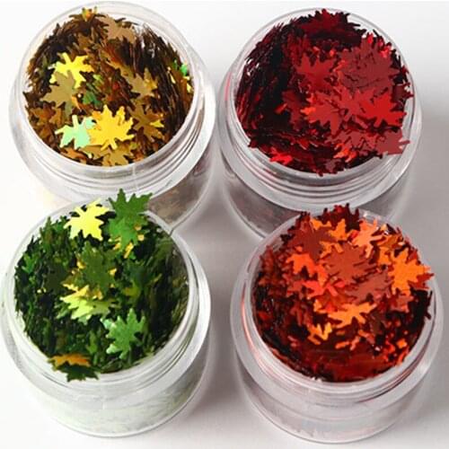 10ml Maple Leaf Sequined Nail Polish Glitter Holographic Color Nail Glitter Gradient Fall Production Nail Polish Art Decoration