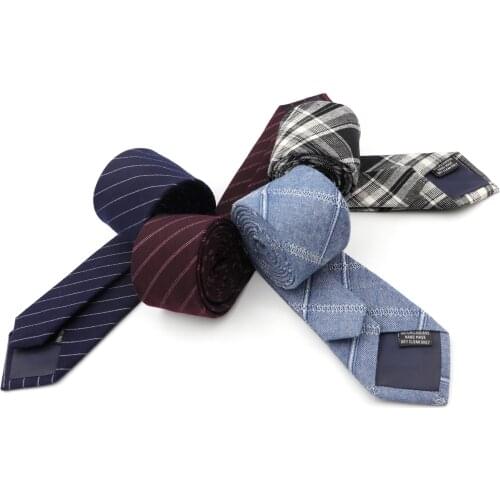 Fashion Ties for Men Classic Stripe Cotton Narrow Tie Skinny Cravat Neckties for Winter Men Party Skinny Tie Casual Neck Ties