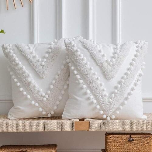 Throw Pillow Covers 2 Pack Cotton Woven Tufted Decorative Square Pillowcases for Couch Sofa Bed Accent Cushion Covers for House