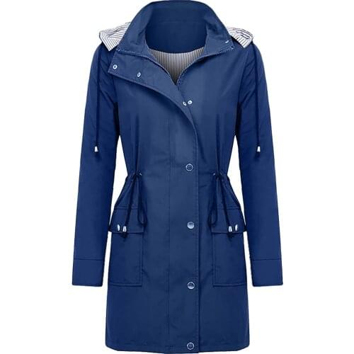 Solid Rain Jacket Winter Jacket Women Hoodie Warm Waterproof Jacket Outdoor Sport Overcoat Windbreaker Long Coat #T2G