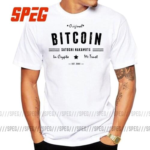 Bitcoin Original Satoshi Crypto Logo T Shirt Plus Size Print Short Sleeve T-Shirt New High Quality Cotton Men Tee Shirts