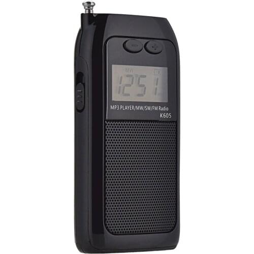 Portable SW FM MW Radio Mini Pocket Stereo Radio Receiver Digital MP3 Music Player with Headphones Support TF Card