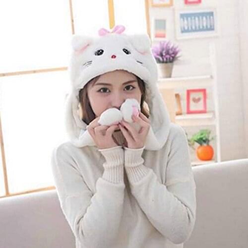 Cat Ear Hat That Can Move Cute Warm Plush Bunny Hat That Moves When You Pinch Your Ears