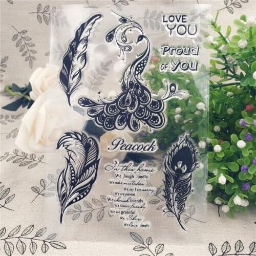 11*16 Peacock Proud of You Craft Transparent Silicone Stamp for Scrapbooking DIY Photo album Decorative Clear Stamps Sheet