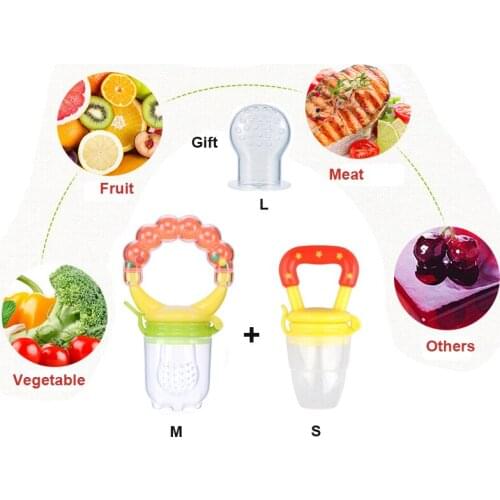 2PCS Fruit Pacifier Silicone Baby Teethers Nippler Gift L Net Rattle and normal nipple Vegetable Meat Puree Piece Feeding Infant