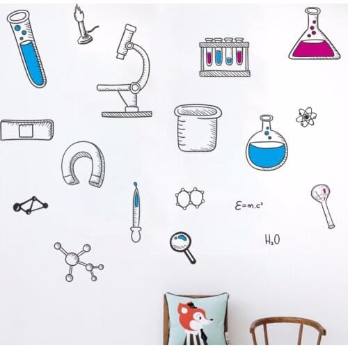 Creative Chemical Instrument Wall Stickers for Kids room Classroom Laboratory Wall Decor DIY Home Decoration Art Decals dc18