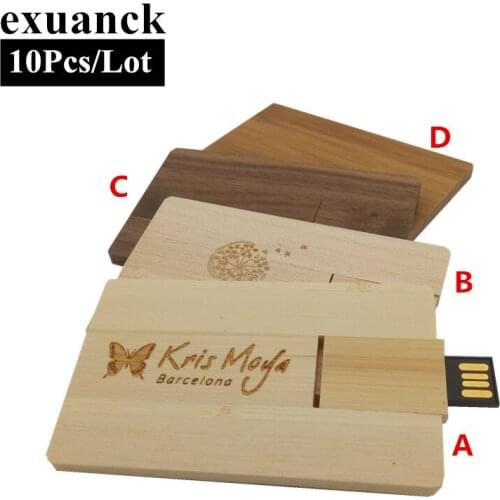 Exuanck Custom Logo Pendrive Credit Card Usb Flash Drive Wood Pen Drive 8gb 16gb 32gb Gift Usb Stick (over 20pcs free logo )