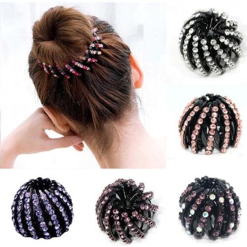 Girls Crystal Hair Clips Rhinestones Ponytail Holder Hair Claw Hair Accessories Women Ball Head Headwear Hairpin Clip