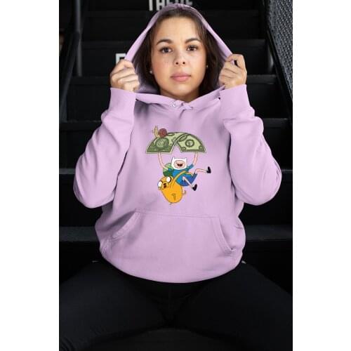 Angemiel Wear Money Sticking Finn And Jack Pink Women 'S Hooded Sweatshirt