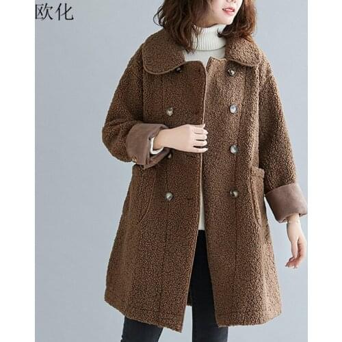 Female Faux Fur Coat 2020 Winter Elegant Warm Zipper Long Fur Jacket Plus Size Casual Loose Lambswool Cardigan Chaqueta Mujer