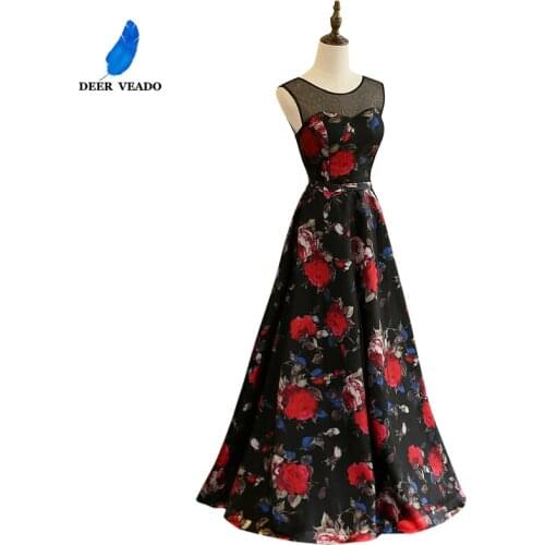 DEERVEADO A-Line O-Neck Plus Size Evening Dress Long Formal Dress Women Occasion Dresses Evening Gown Vestidos De Festa M223